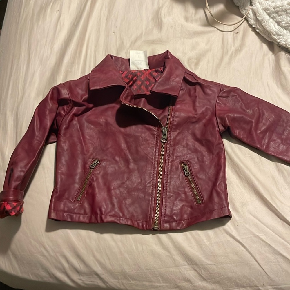 Leather motorcycle toddler jacket